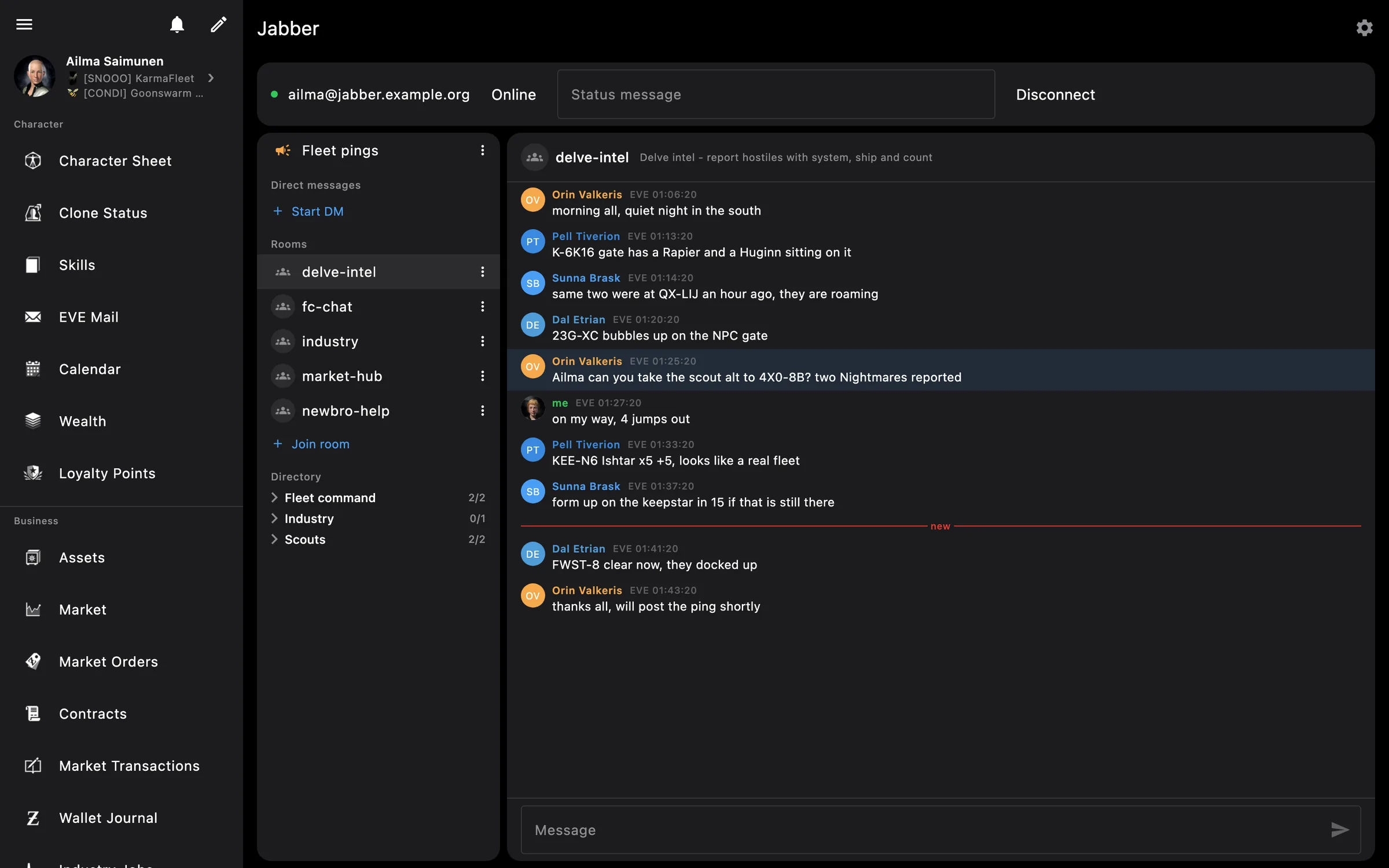 Jabber rooms and chat on desktop